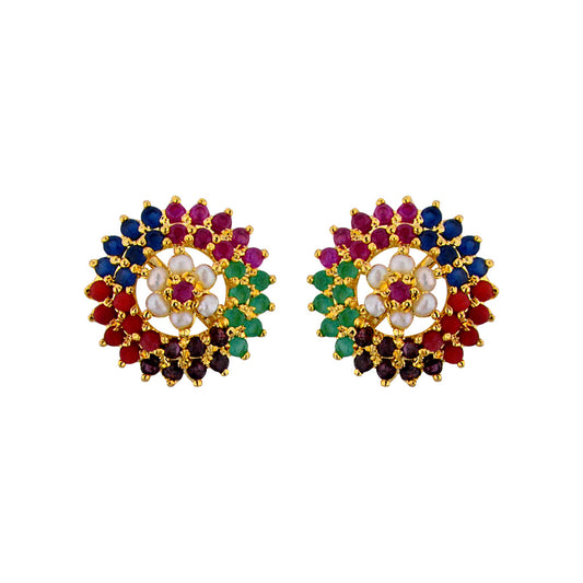 J Pearls Multi Colour Studs - Real Pearl Jewelry | Swadesiicart