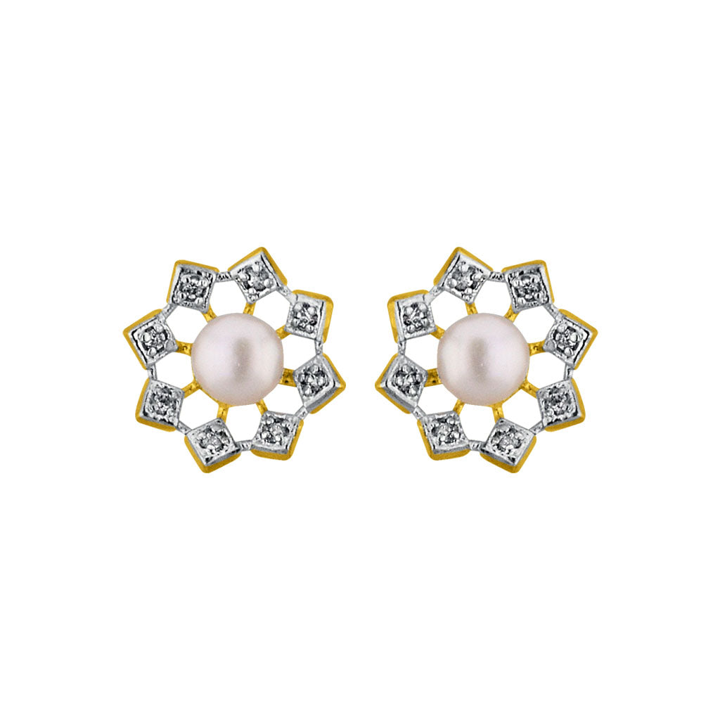 J Pearls Sun Flower Earrings - Real Pearl Jewelry | Swadesiicart