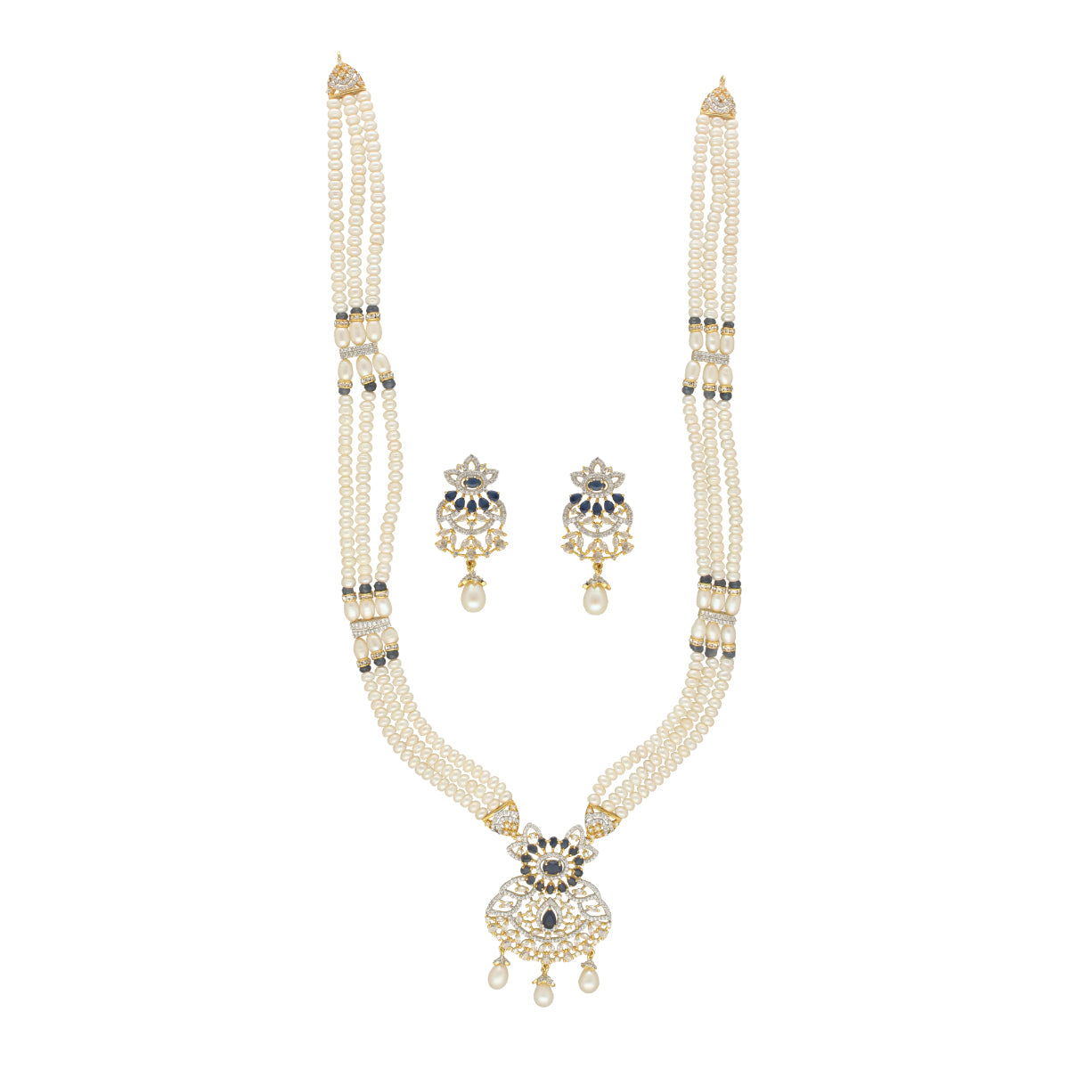 J Pearls Heena 3 Lines Rani Haar Necklace | Swadesiicart