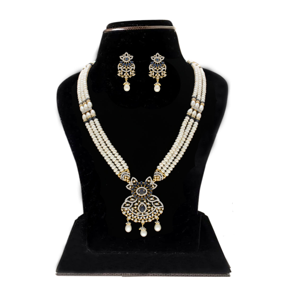 J Pearls Heena 3 Lines Rani Haar Necklace | Swadesiicart