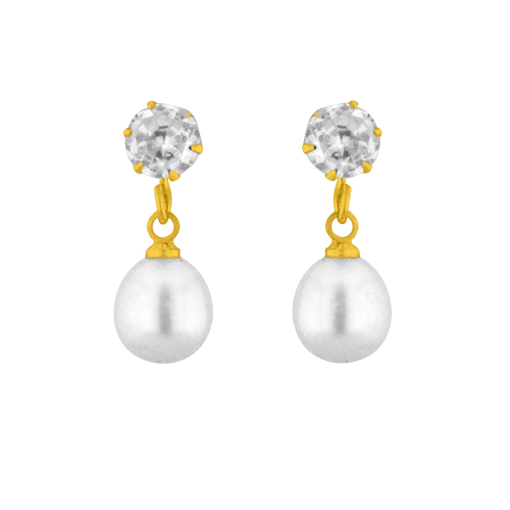 J Pearls White Drop Pearl Earrings - Real Pearl Jewelry | Swadesiicart