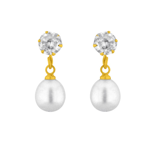 J Pearls White Drop Pearl Earrings - Real Pearl Jewelry | Swadesiicart