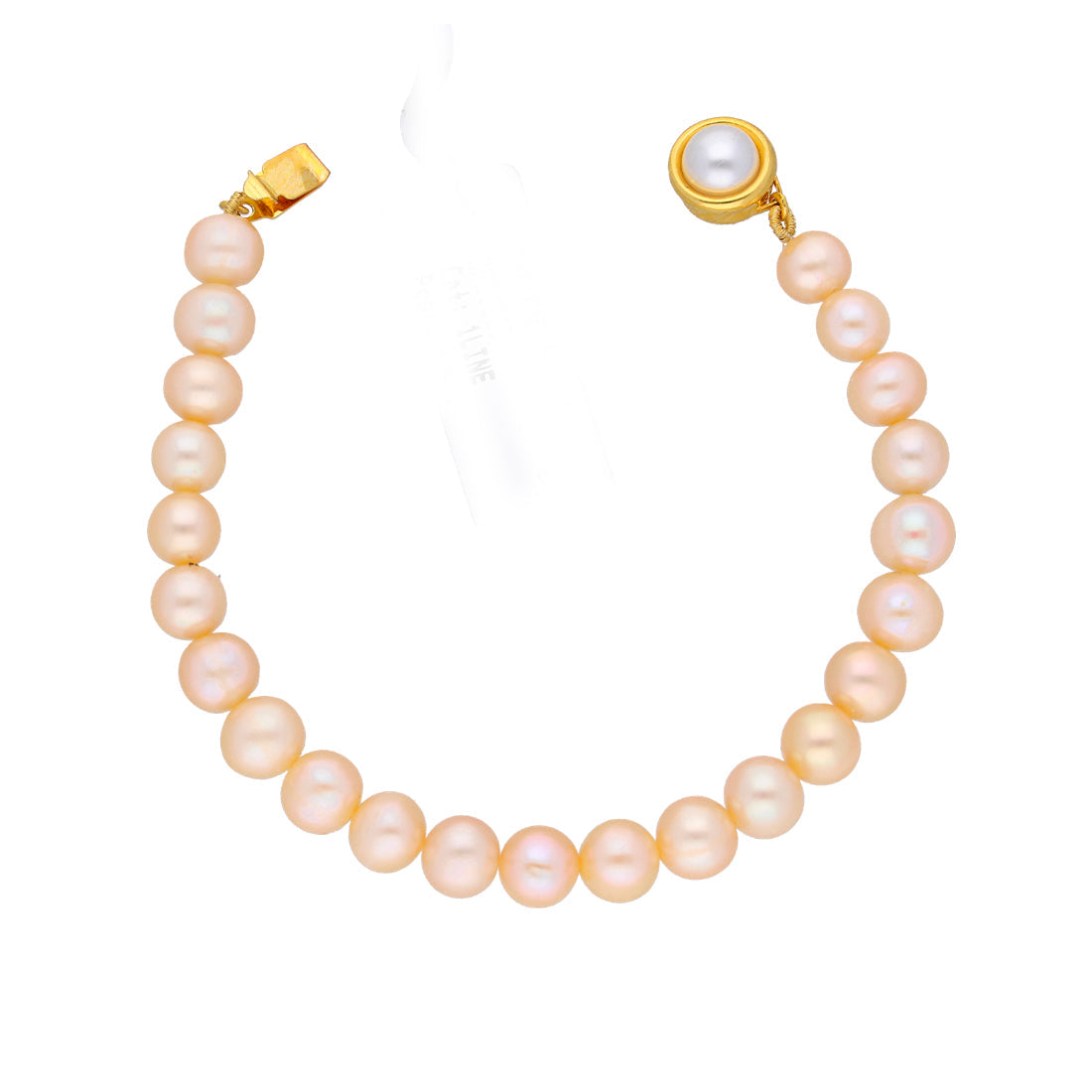 J Pearls Single Line Pink Pearl Bracelet - Real Pearl Jewelry - Swadesiicart