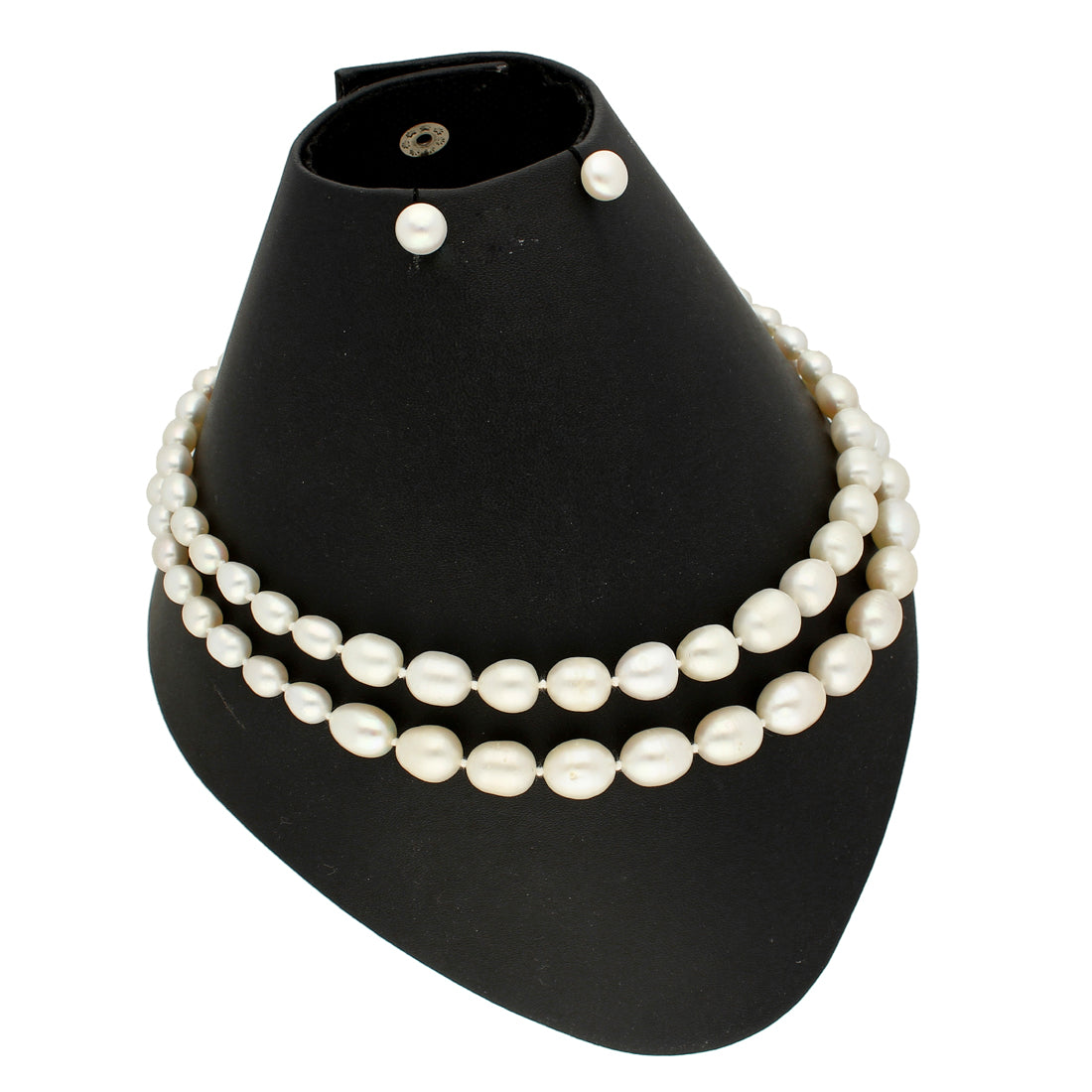 J Pearls 2 Lines Oval Pearl Necklace - Real Pearl Jewelry | Swadesiicart