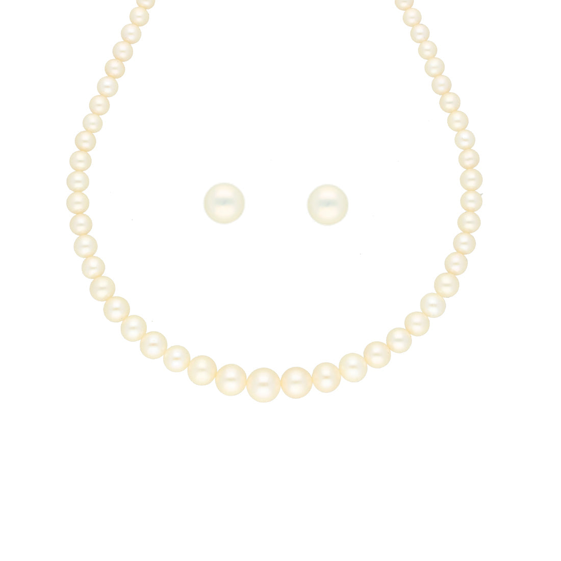 J Pearls Single Line Round Pearl Necklace - Real Pearl Jewelry | Swadesiicart
