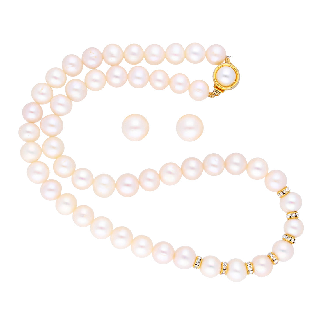 J Pearls Simple Pearl Set - Real Pearl Jewelry - Swadesiicart