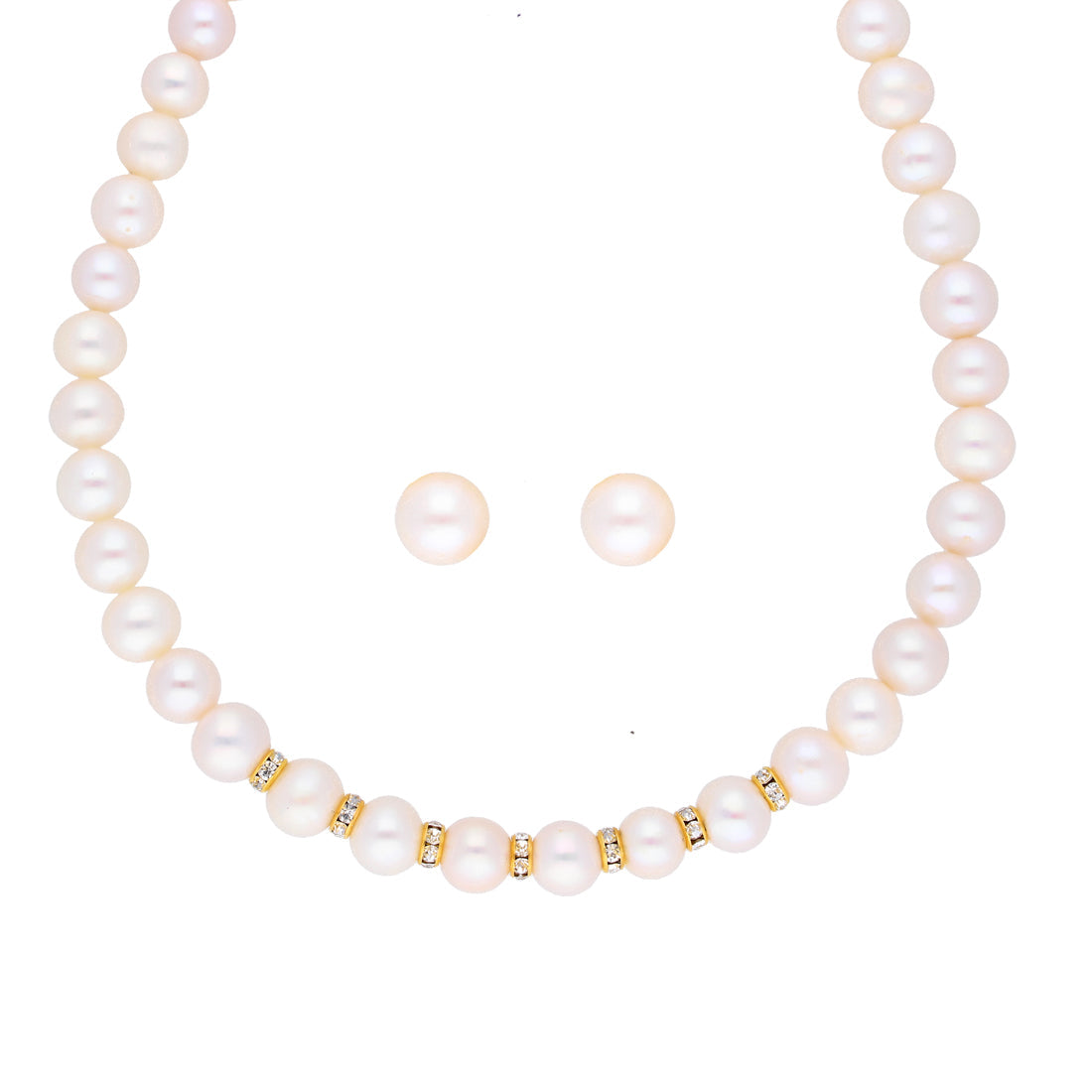 J Pearls Simple Pearl Set - Real Pearl Jewelry - Swadesiicart
