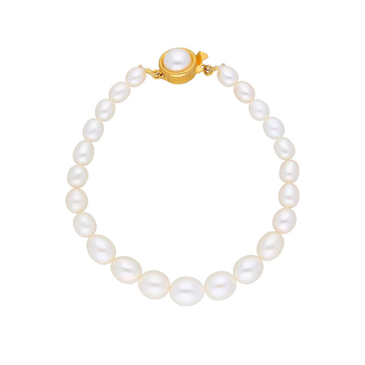 J Pearls White Charm Pearl Bracelet - Real Pearl Jewelry - J Pearls