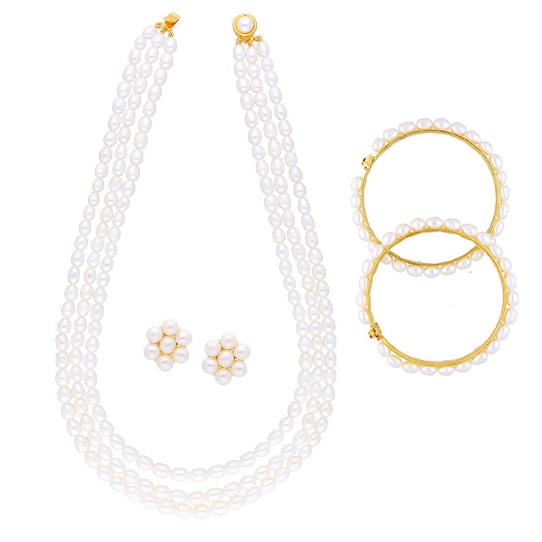J Pearls 3 String Pearl Necklace - Real Pearl Jewelry - J Pearls