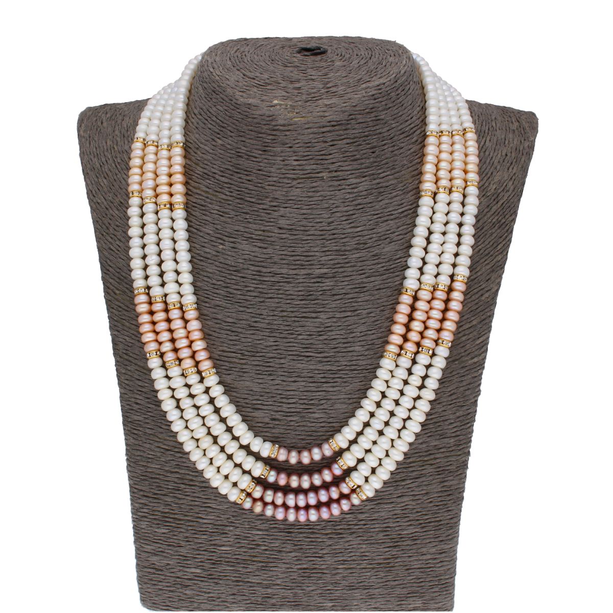 J Pearls 4 Line Pearl Set - Real Pearl Jewelry - Swadesiicart