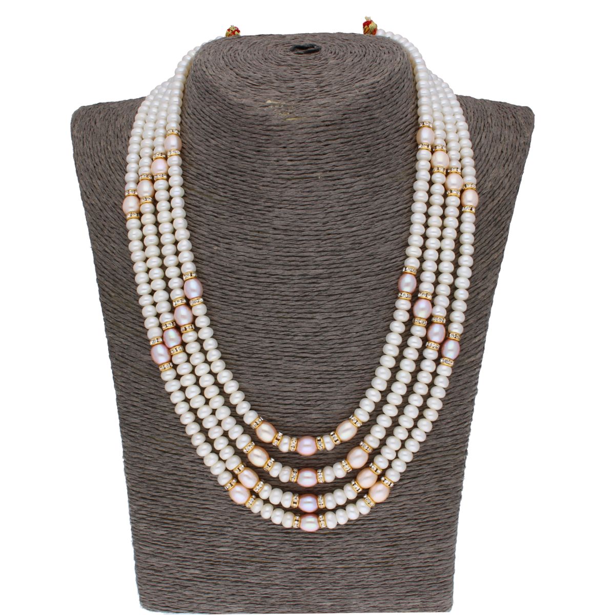 J Pearls 4 Line 4-5Mm Oval Pearl Set - Real Pearl Jewelry - Swadesiicart