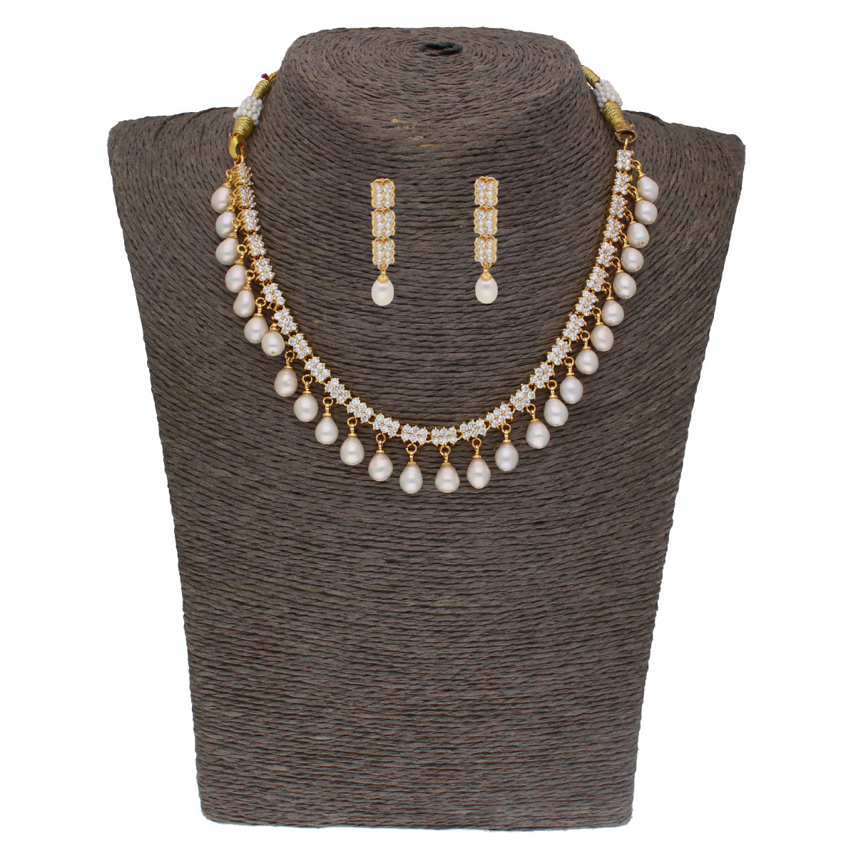 J Pearls Shine Stone Pearl Necklace - Real Pearl Jewelry | Swadesiicart