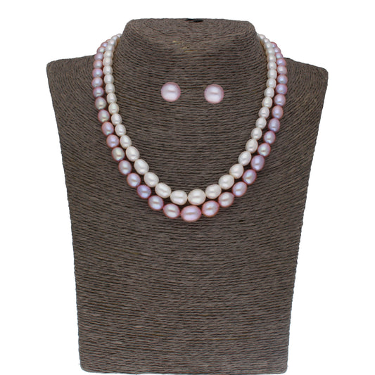J Pearls Pahal 2 Lines Pearl Necklace Set - Real Pearl Jewelry - J Pearls