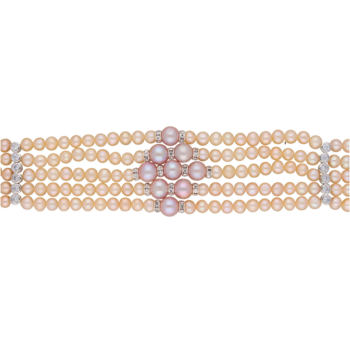 J Pearls Jaahnavi 5 Lines Round Pearl Choker - Real Pearl Jewelry | Swadesiicart