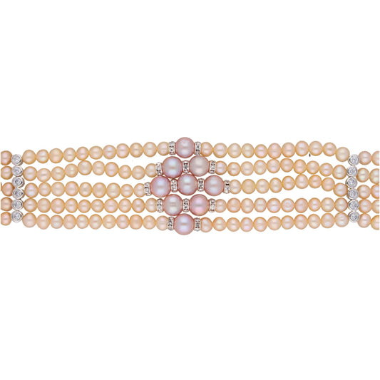 J Pearls Jaahnavi 5 Lines Round Pearl Choker - Real Pearl Jewelry | Swadesiicart