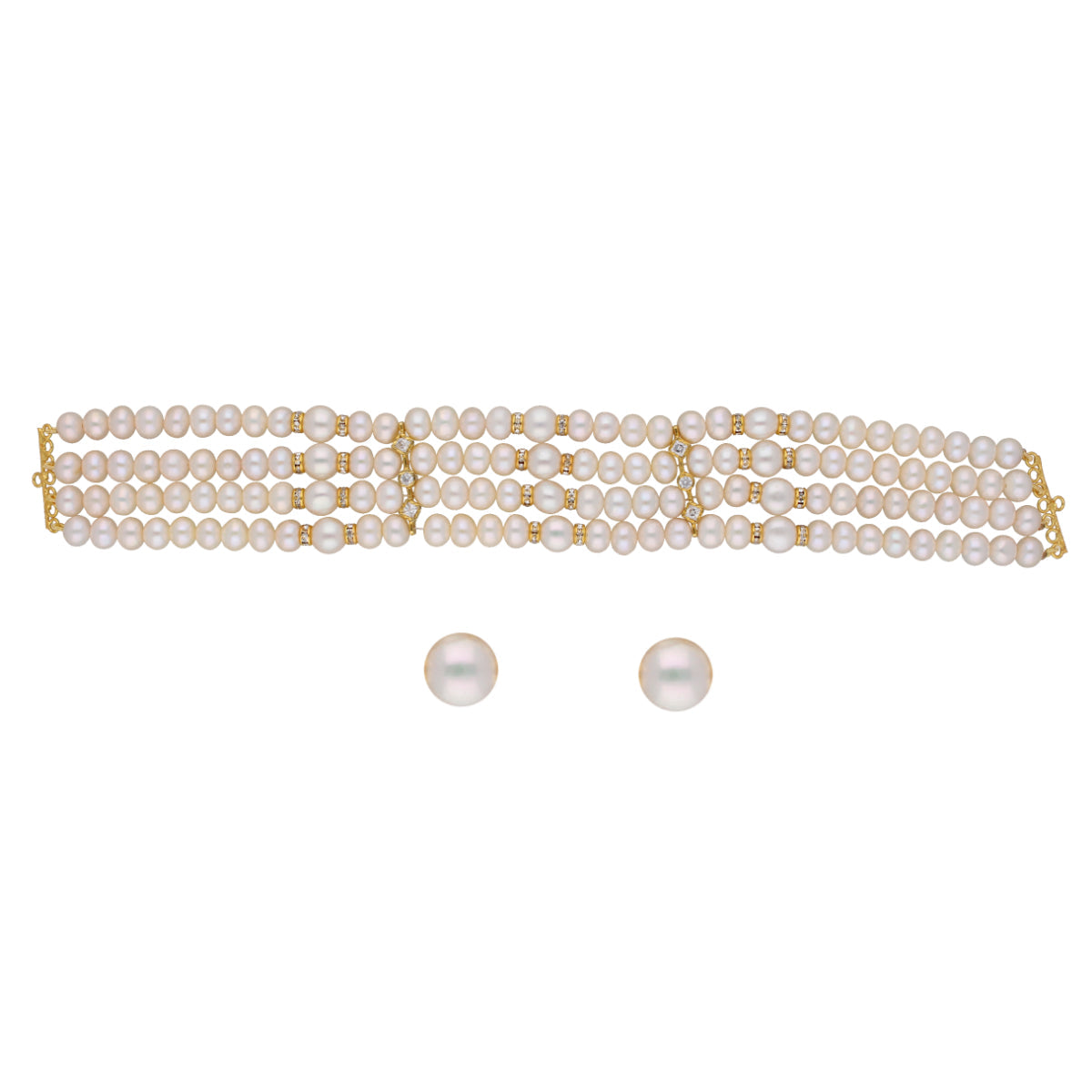 J Pearls Warda 4 Lines Round Pearl Choker - Real Pearl Jewelry | Swadesiicart