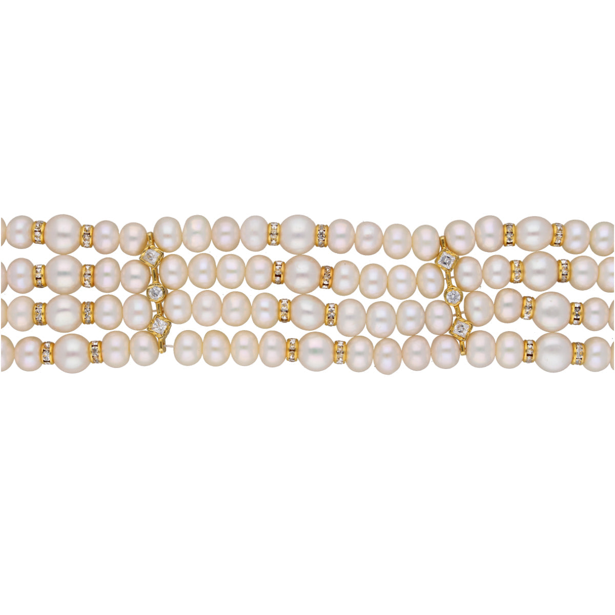 J Pearls Warda 4 Lines Round Pearl Choker - Real Pearl Jewelry | Swadesiicart
