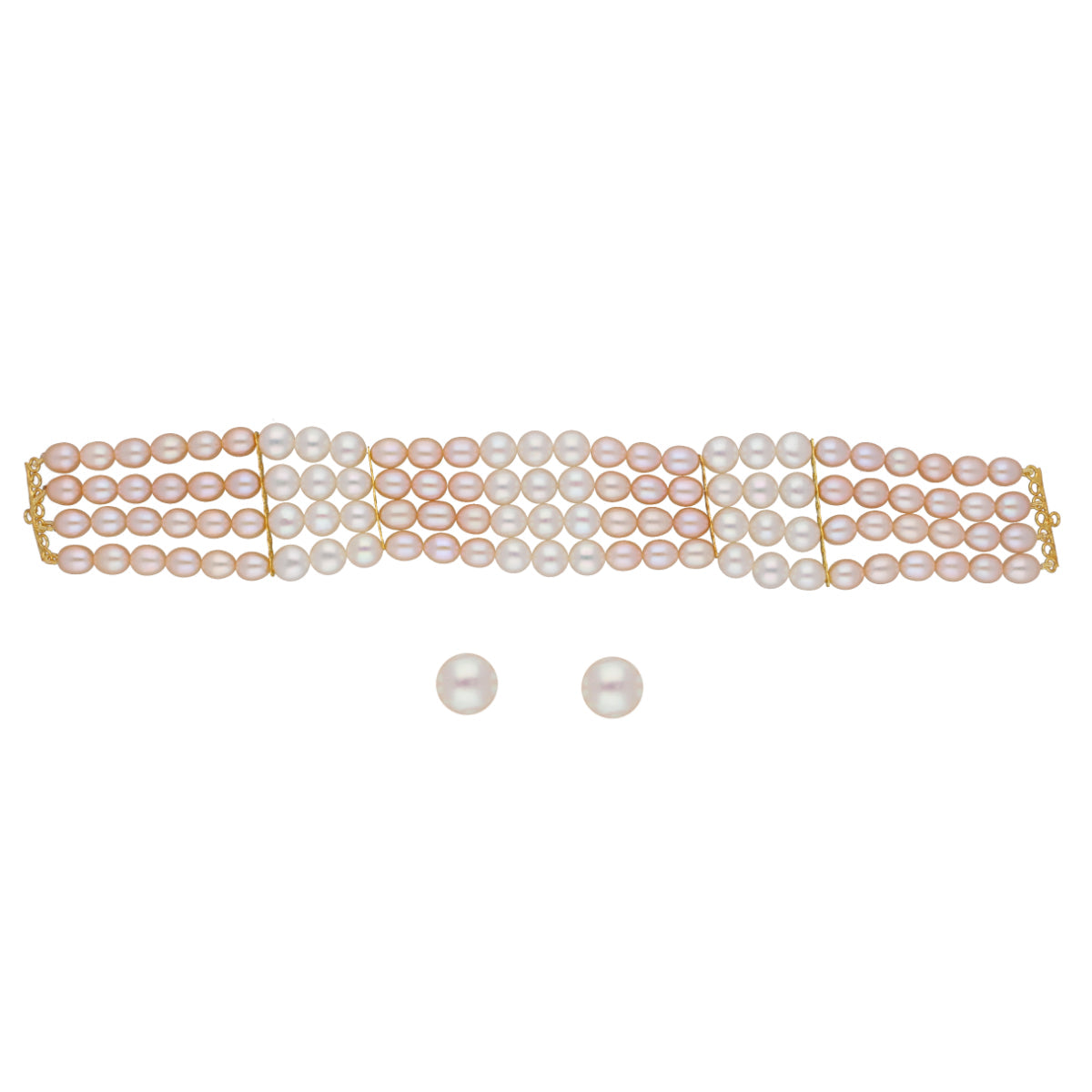 J Pearls Jabala 4 Lines Pearl Choker - Real Pearl Jewelry | Swadesiicart