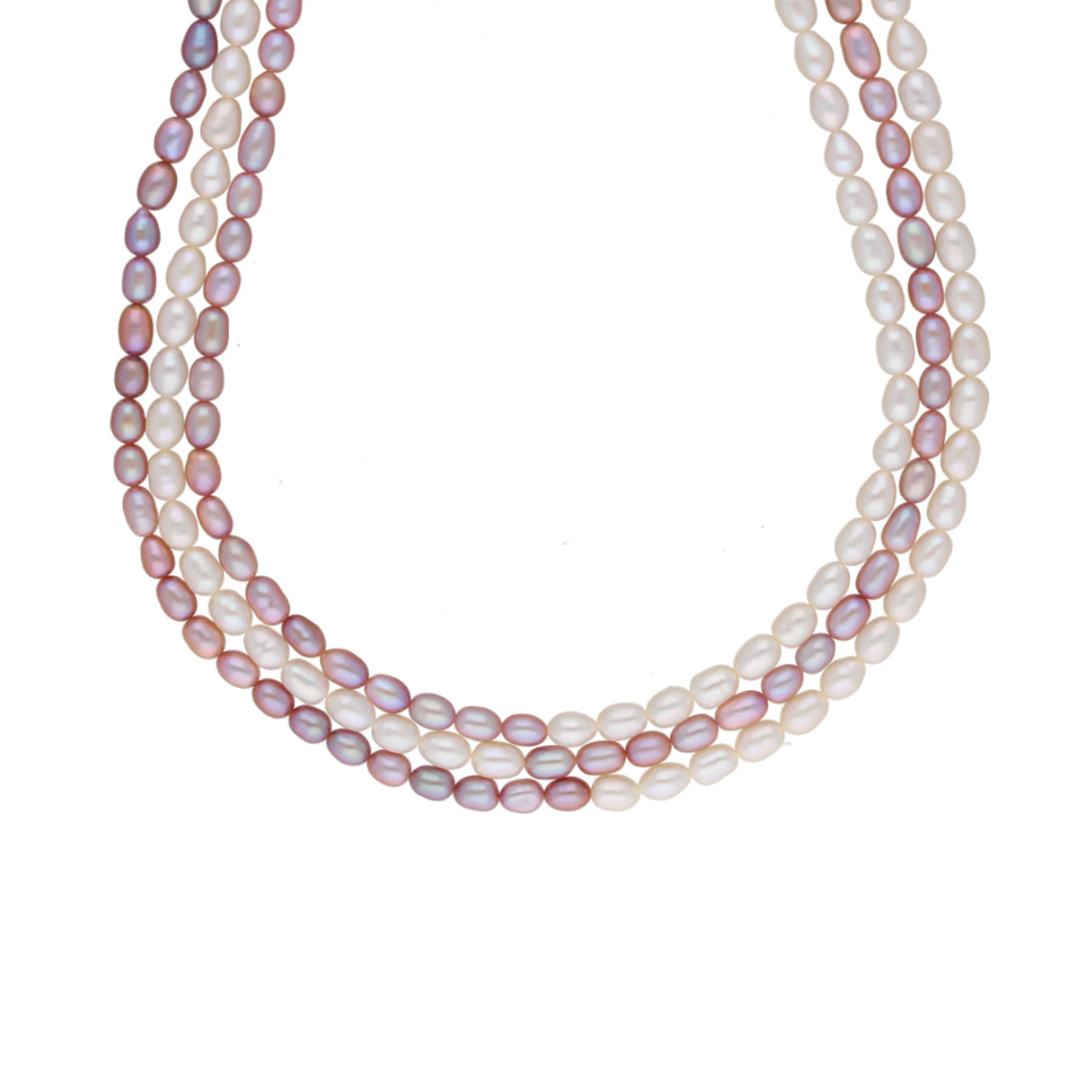 J Pearls Abhi 3 Lines Pearl Necklace Set - Real Pearl Jewelry - Swadesiicart