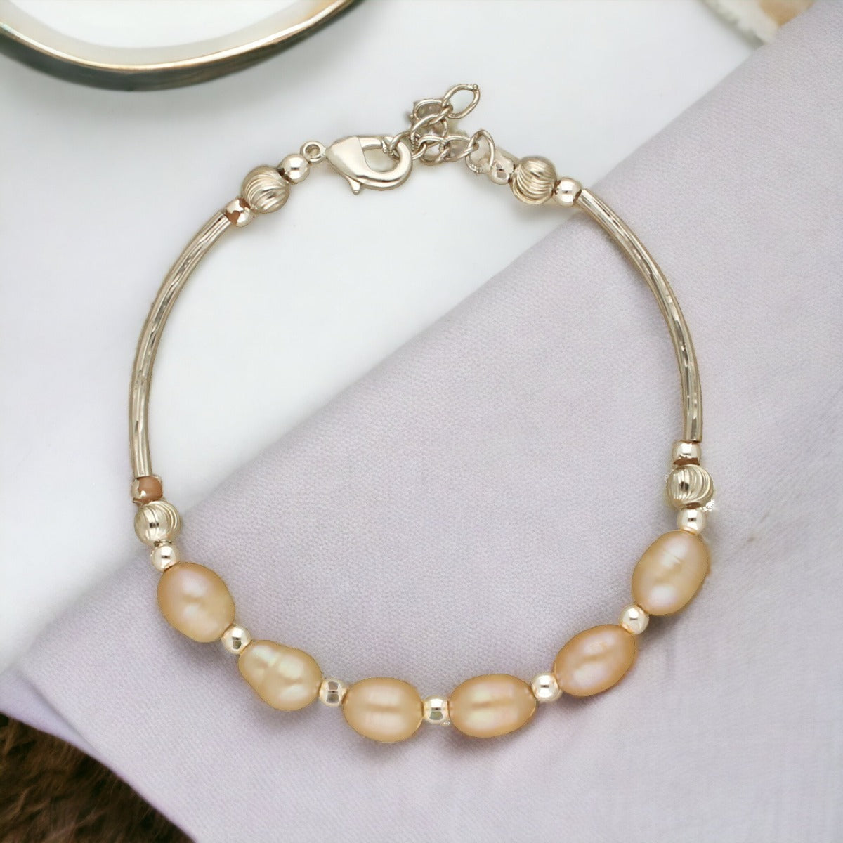 J Pearls Zivah 1 Line Pearl Bracelet - Swadesiicart