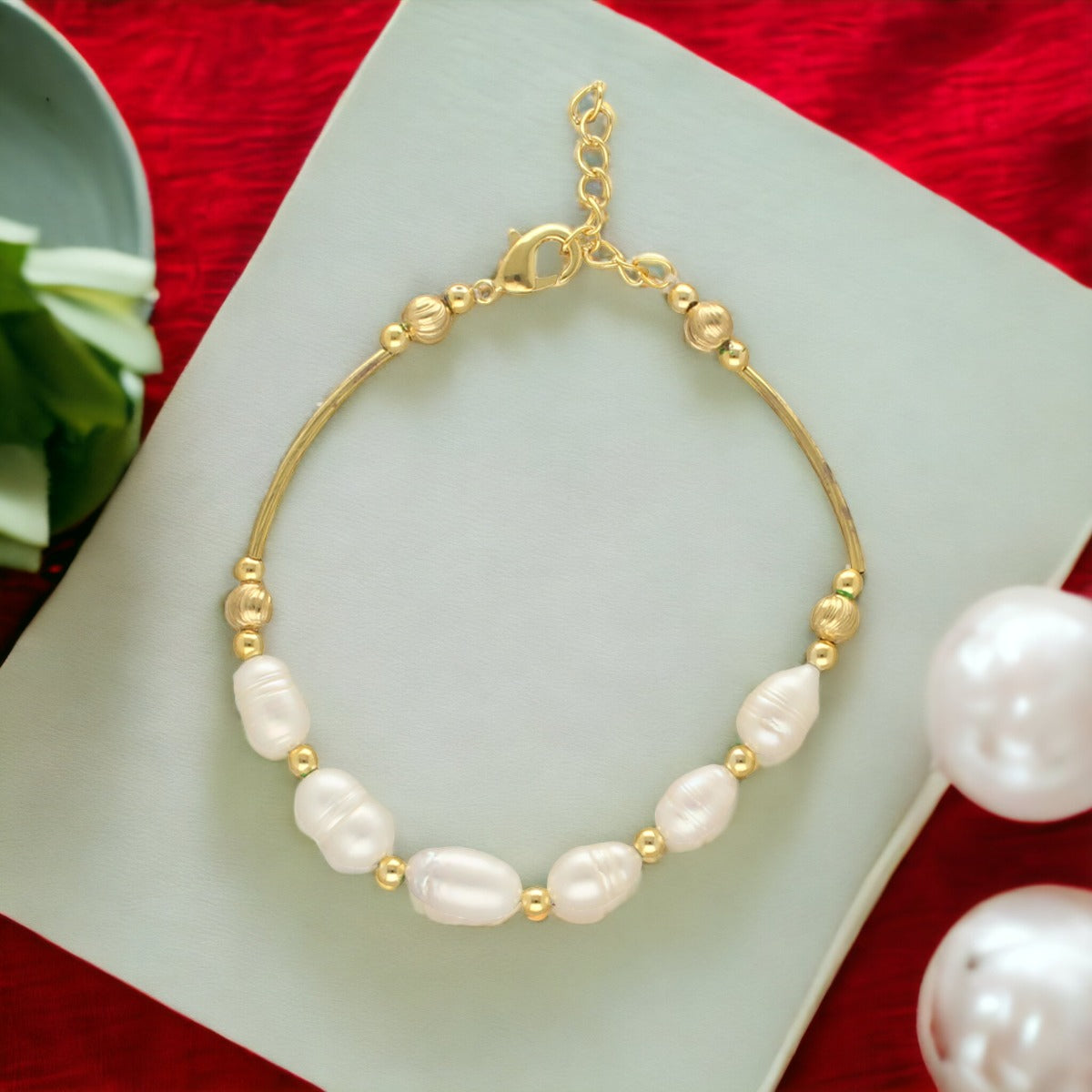 J Pearls Zenia 1 Line Pearl Bracelet - Swadesiicart