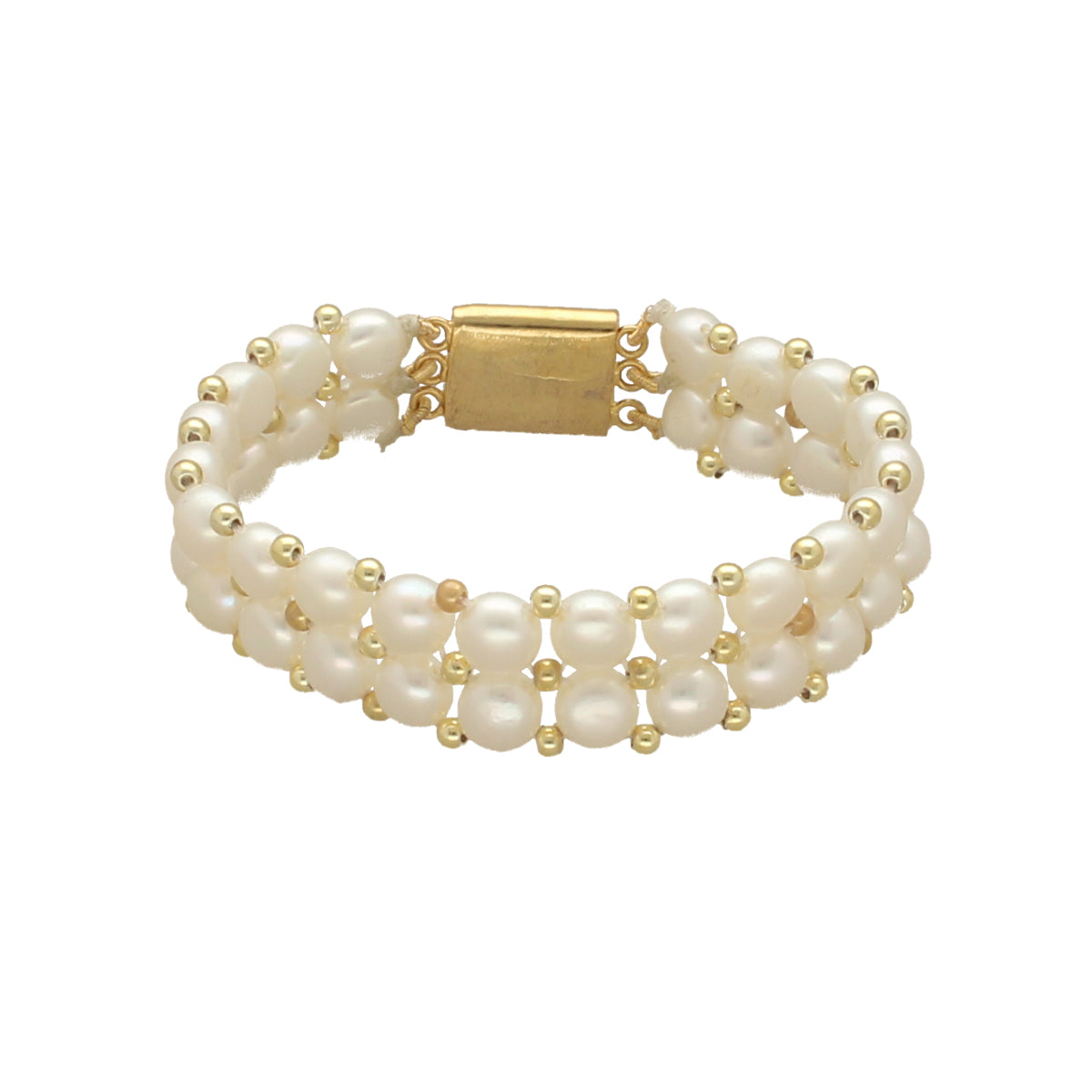 J Pearls Zaida 2 Lines Pearl Bracelet - Swadesiicart