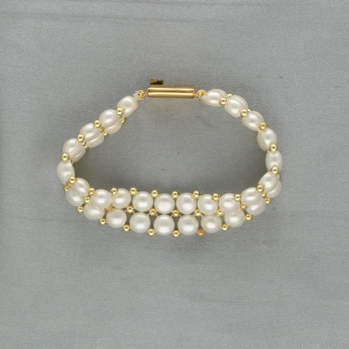 J Pearls Zaida 2 Lines Pearl Bracelet - Swadesiicart