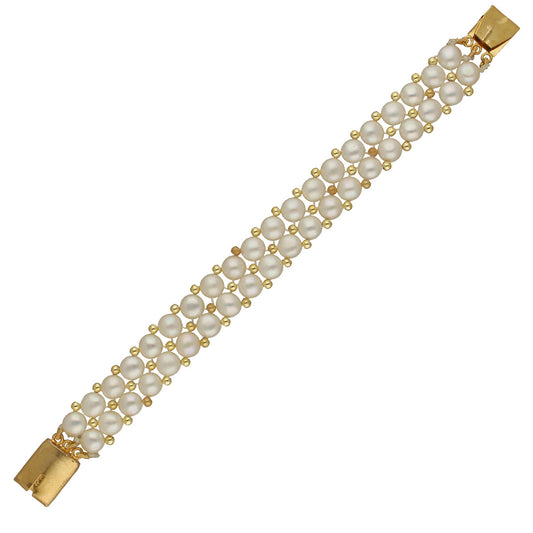J Pearls Zaida 2 Lines Pearl Bracelet - Swadesiicart