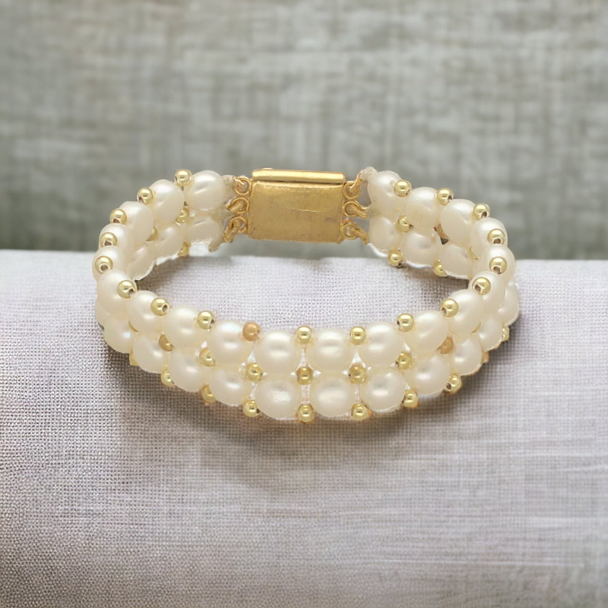 J Pearls Zaida 2 Lines Pearl Bracelet - Swadesiicart