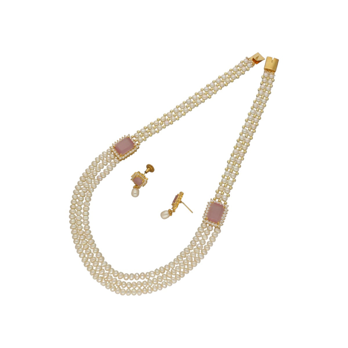 J Pearls Eva 3 String Pearl Necklace | Swadesiicart