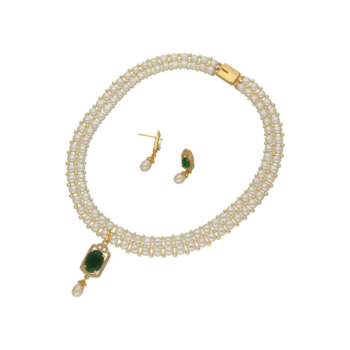 J Pearls Hiya 2 Lines Pearl Necklace | Swadesiicart