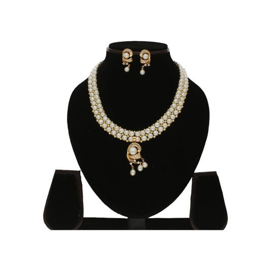 J Pearls Ehani 2 Lines Pearl Necklace | Swadesiicart