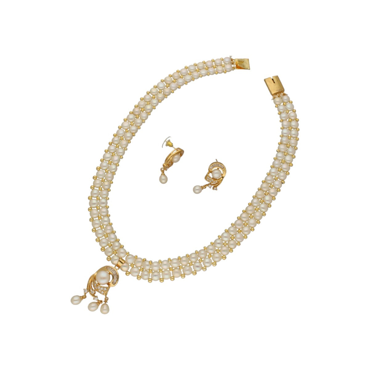J Pearls Ehani 2 Lines Pearl Necklace | Swadesiicart