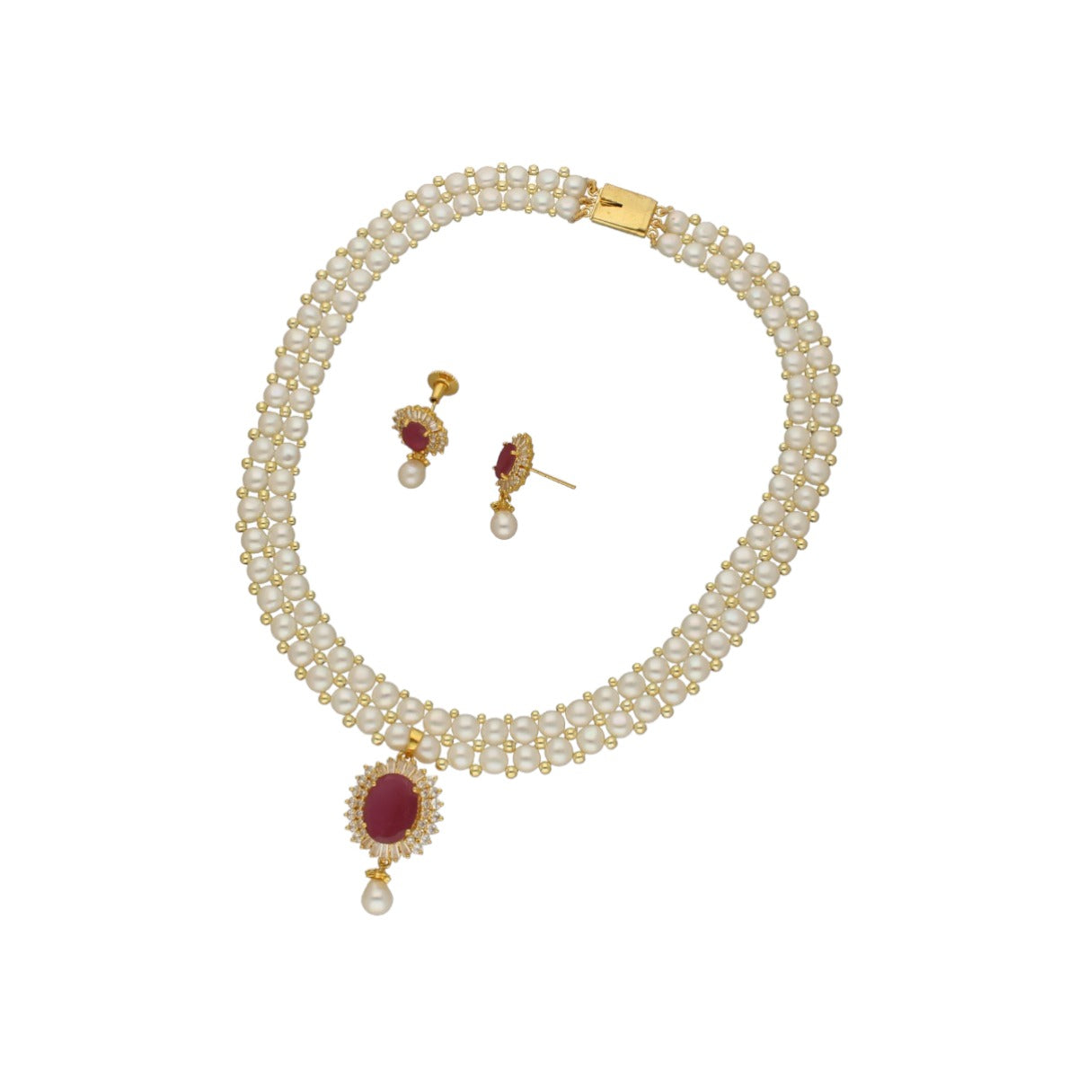 J Pearls Falak 2 Lines Pearl Necklace | Swadesiicart