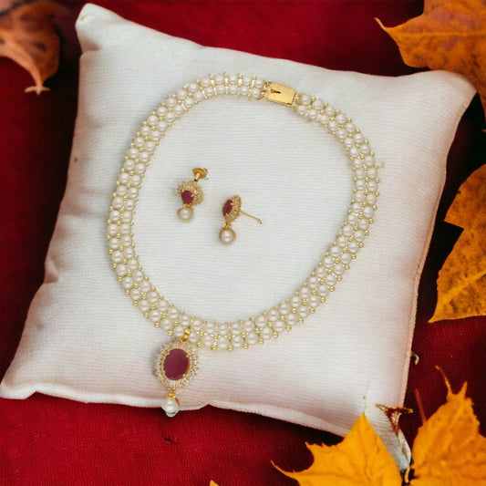 J Pearls Falak 2 Lines Pearl Necklace | Swadesiicart