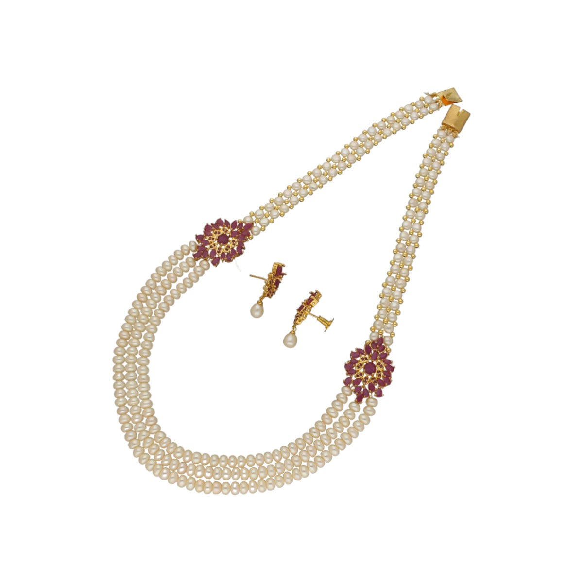 J Pearls Fani 3 Lines Pearl Necklace | Swadesiicart