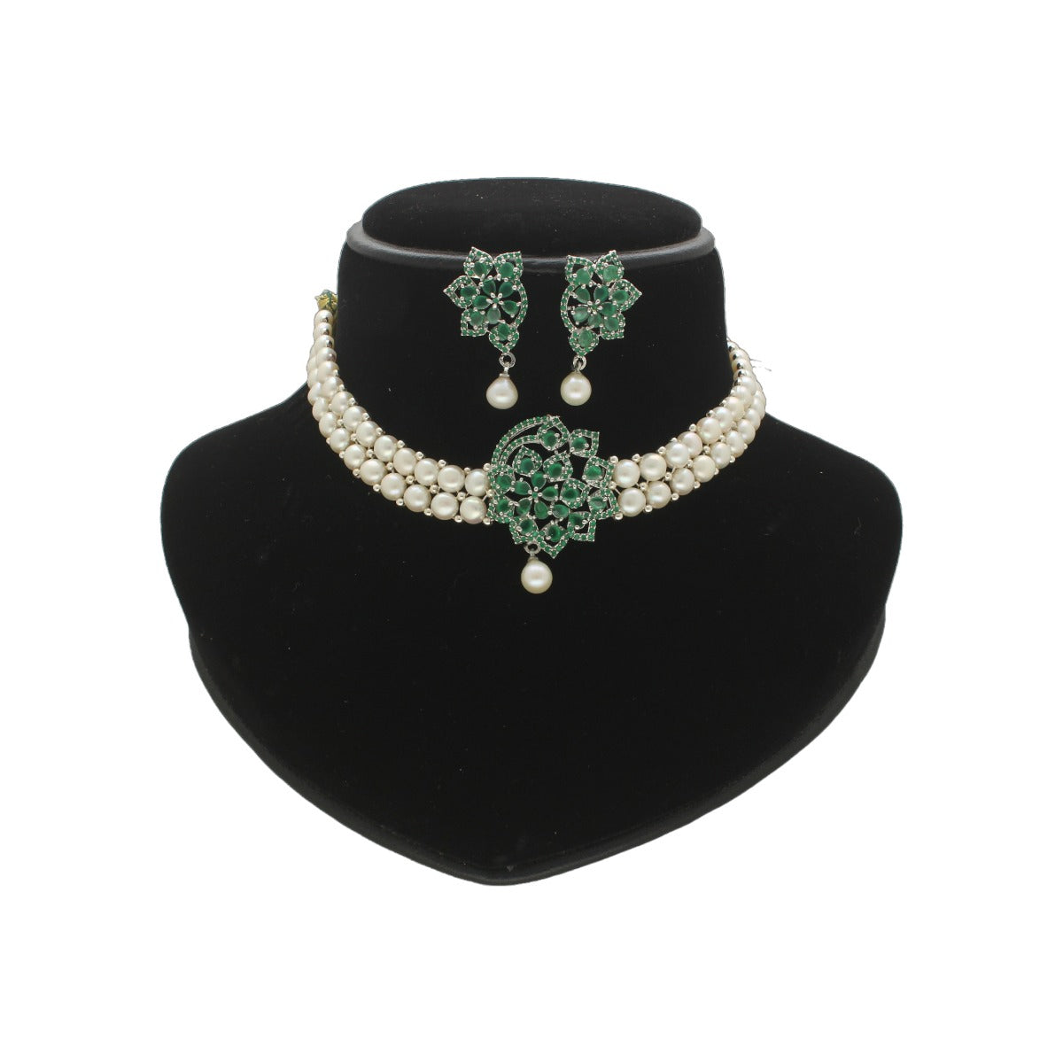 J Pearls 2 String White Pearl Choker | Swadesiicart