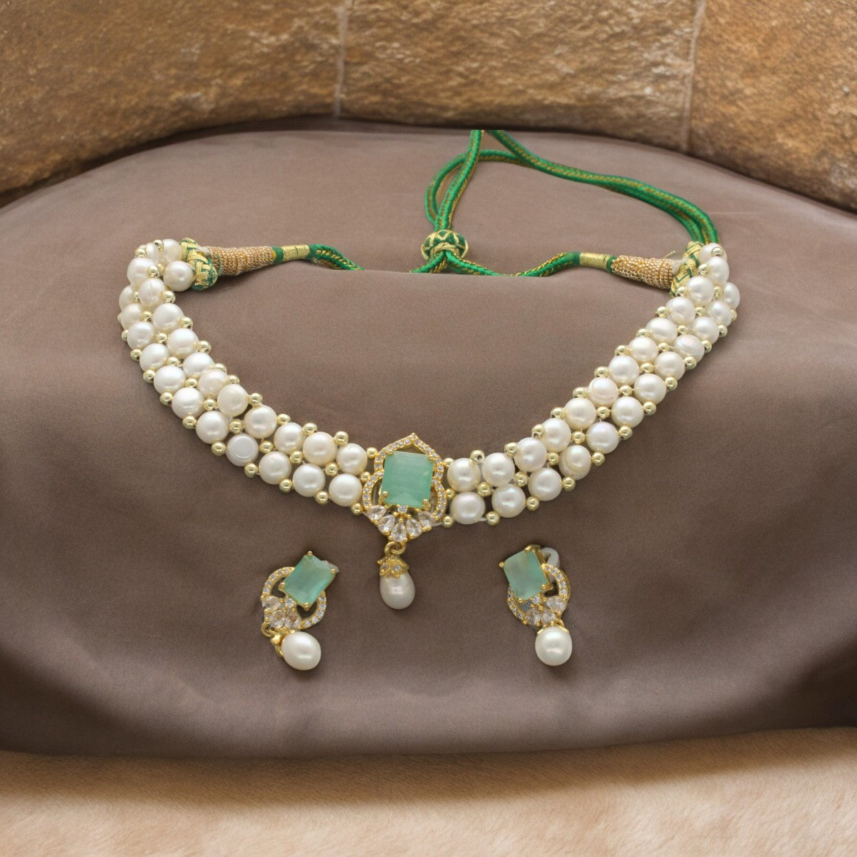 J Pearls Charming 2 String White Pearl Choker | Swadesiicart