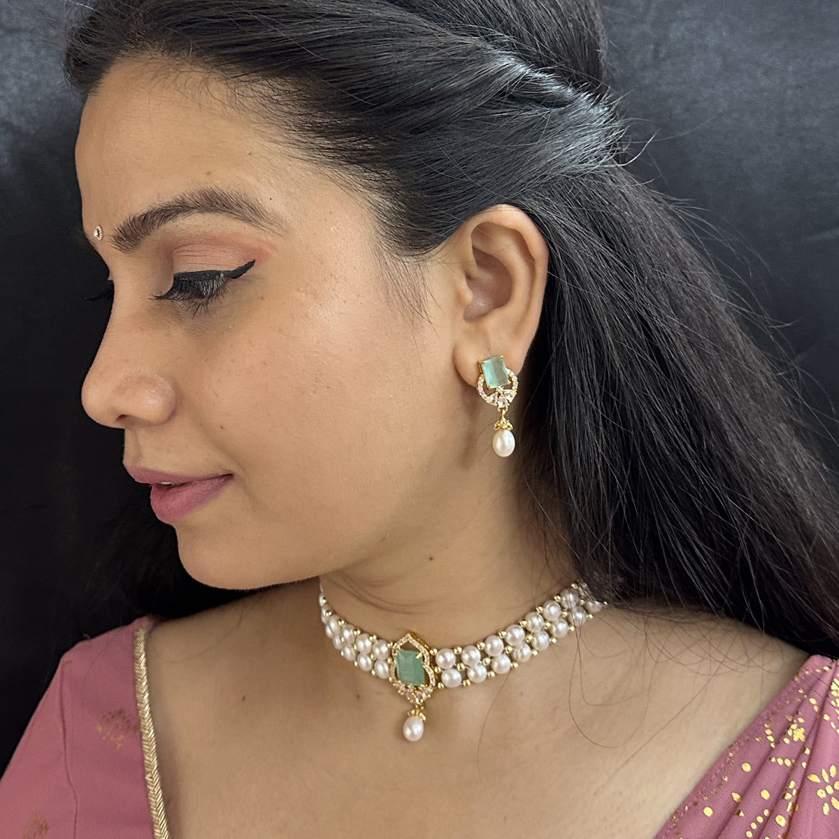 J Pearls Charming 2 String White Pearl Choker | Swadesiicart
