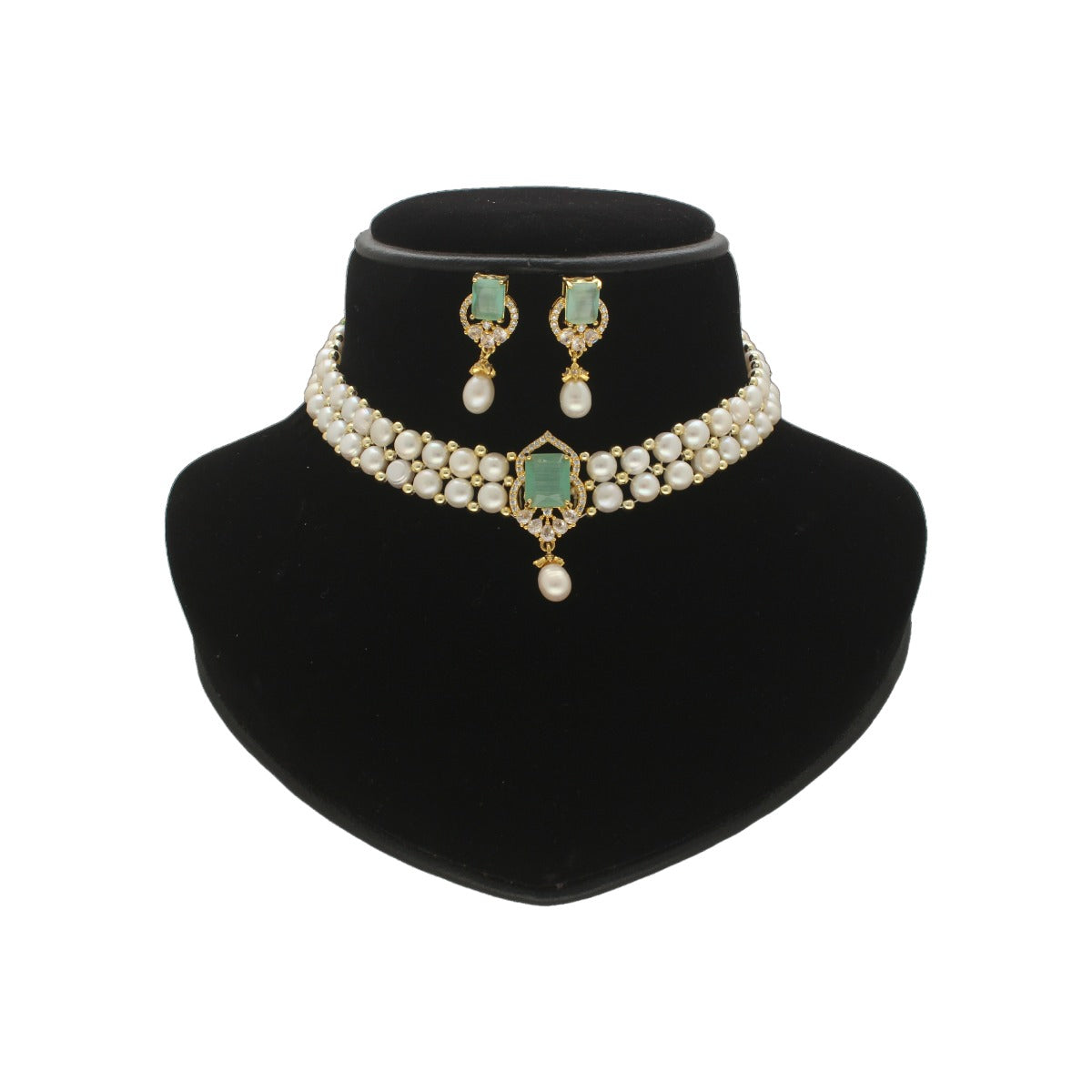 J Pearls Charming 2 String White Pearl Choker | Swadesiicart