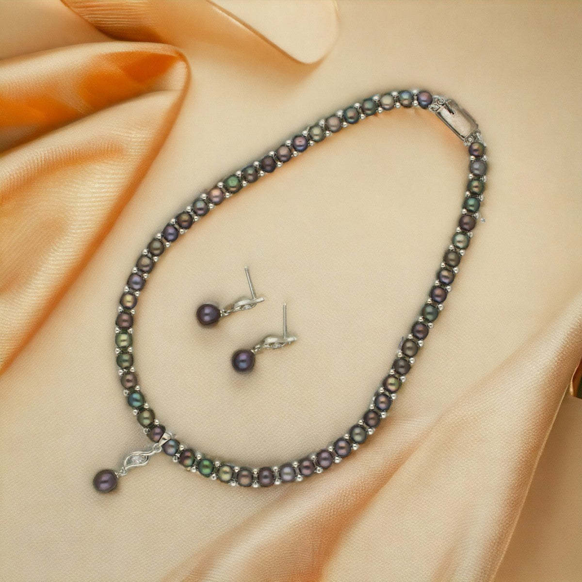J Pearls Fancy 1 Line Pearl Necklace | Swadesiicart