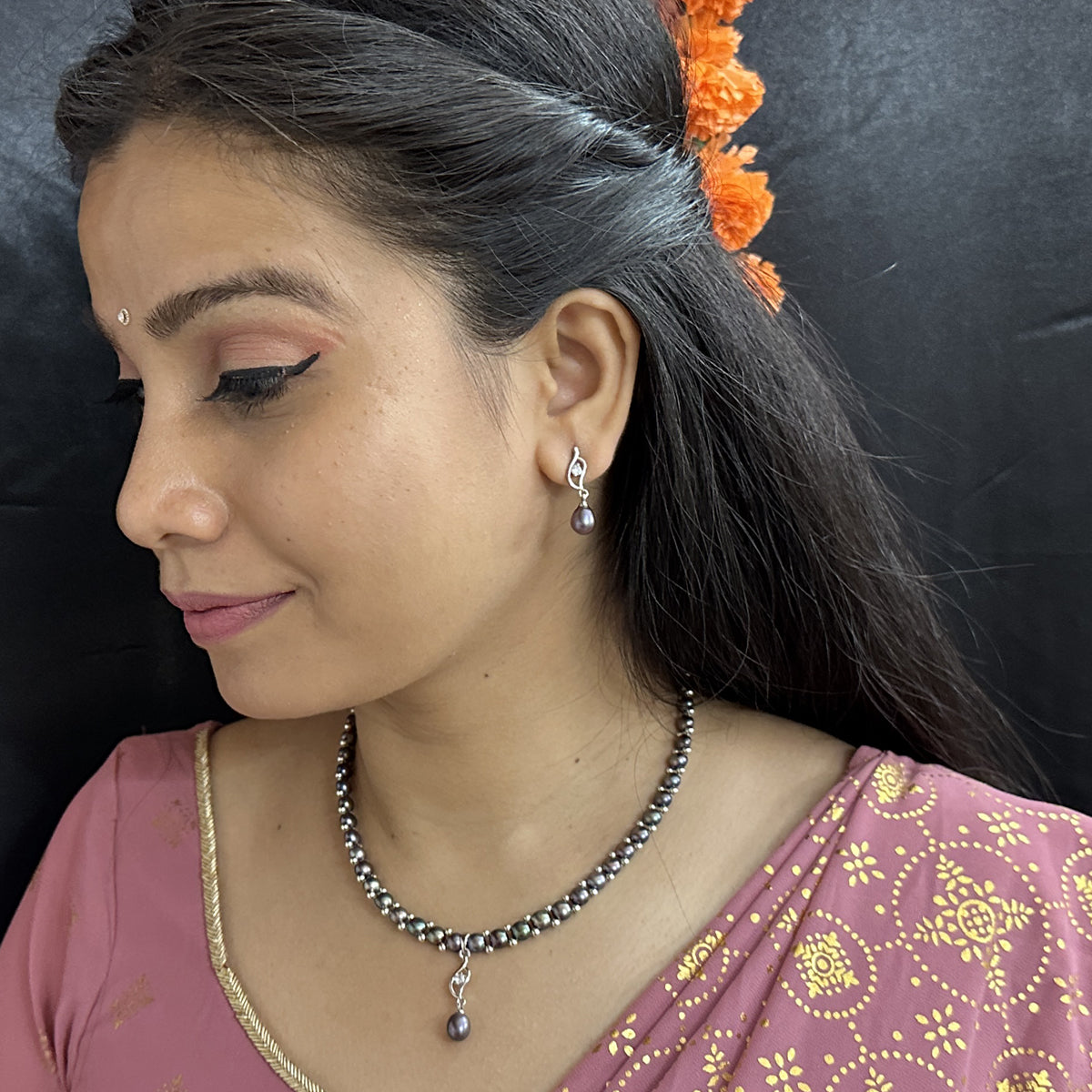 J Pearls Fancy 1 Line Pearl Necklace | Swadesiicart