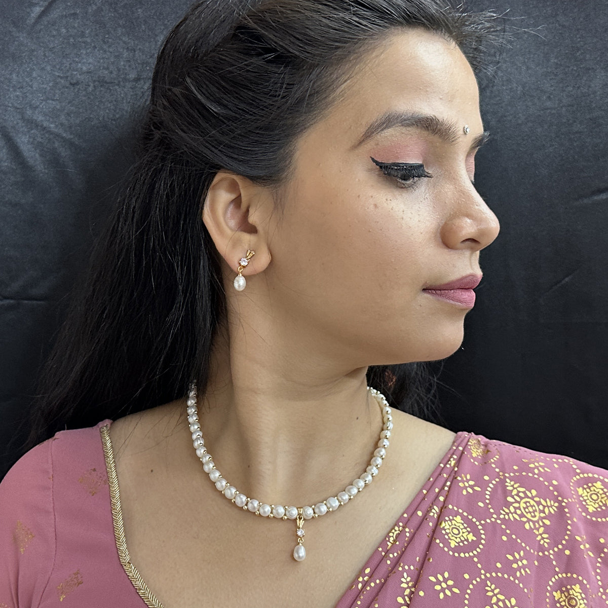 J Pearls Jabi 1 Line Pearl Necklace | Swadesiicart