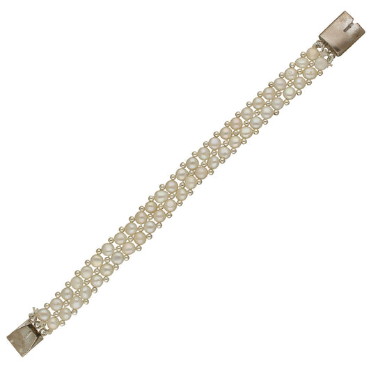 J Pearls Marvelous 2 Lines Pearl Bracelet - Swadesiicart