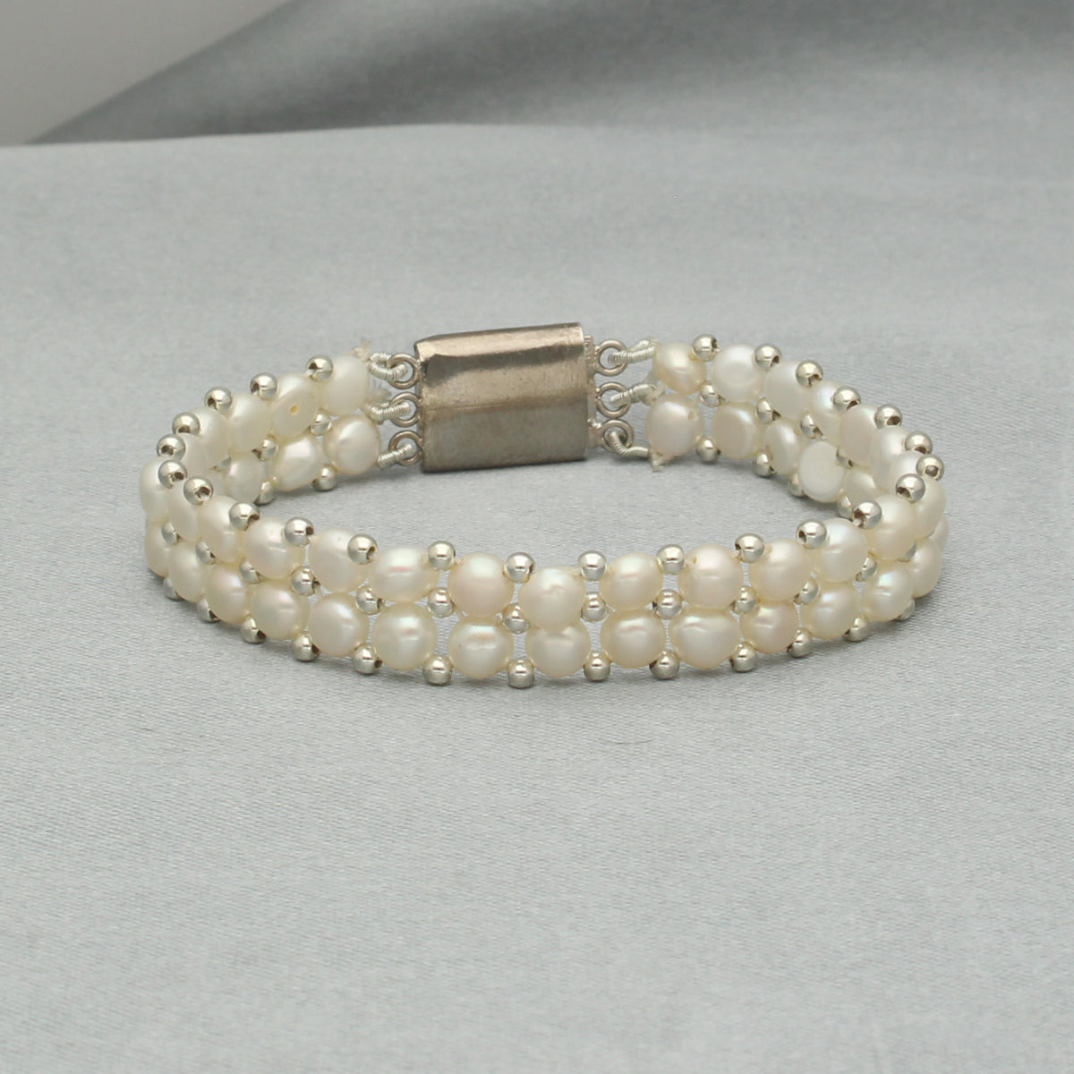 J Pearls Marvelous 2 Lines Pearl Bracelet - Swadesiicart