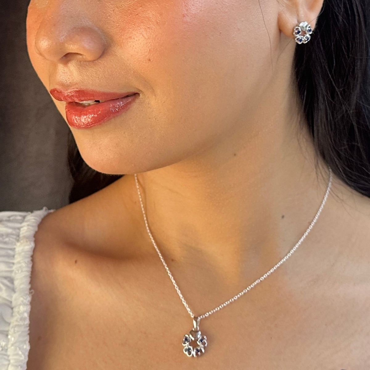 J Pearls Elegant 925 Silver Pendant Set | Swadesiicart
