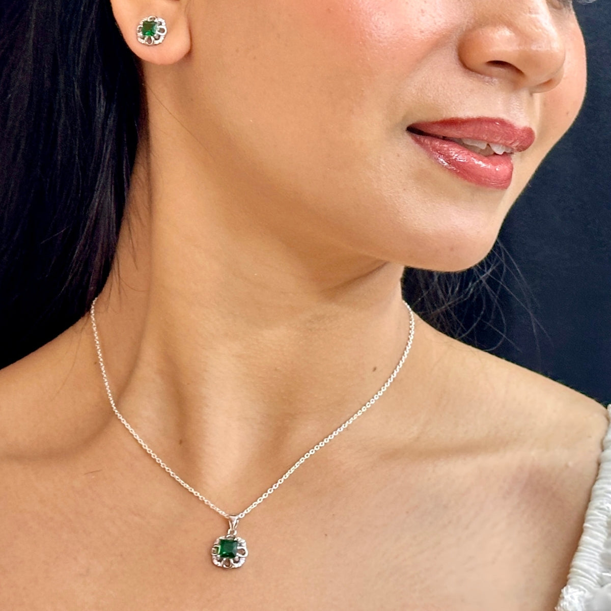 J Pearls Luxury 925 Sterling Silver Pendant Set | Swadesiicart