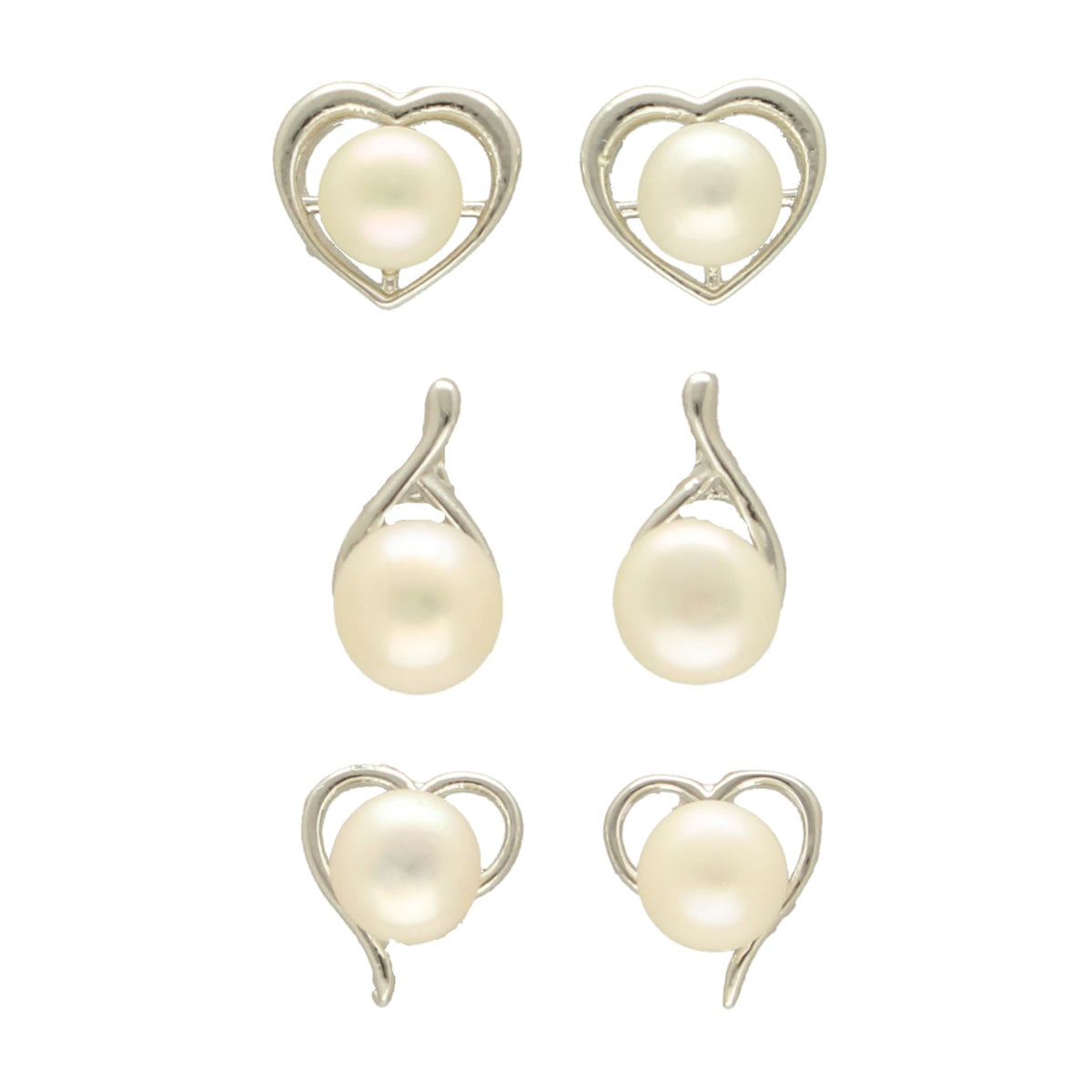 J Pearls Liora Pearl Earrings Pack 3 - Swadesiicart
