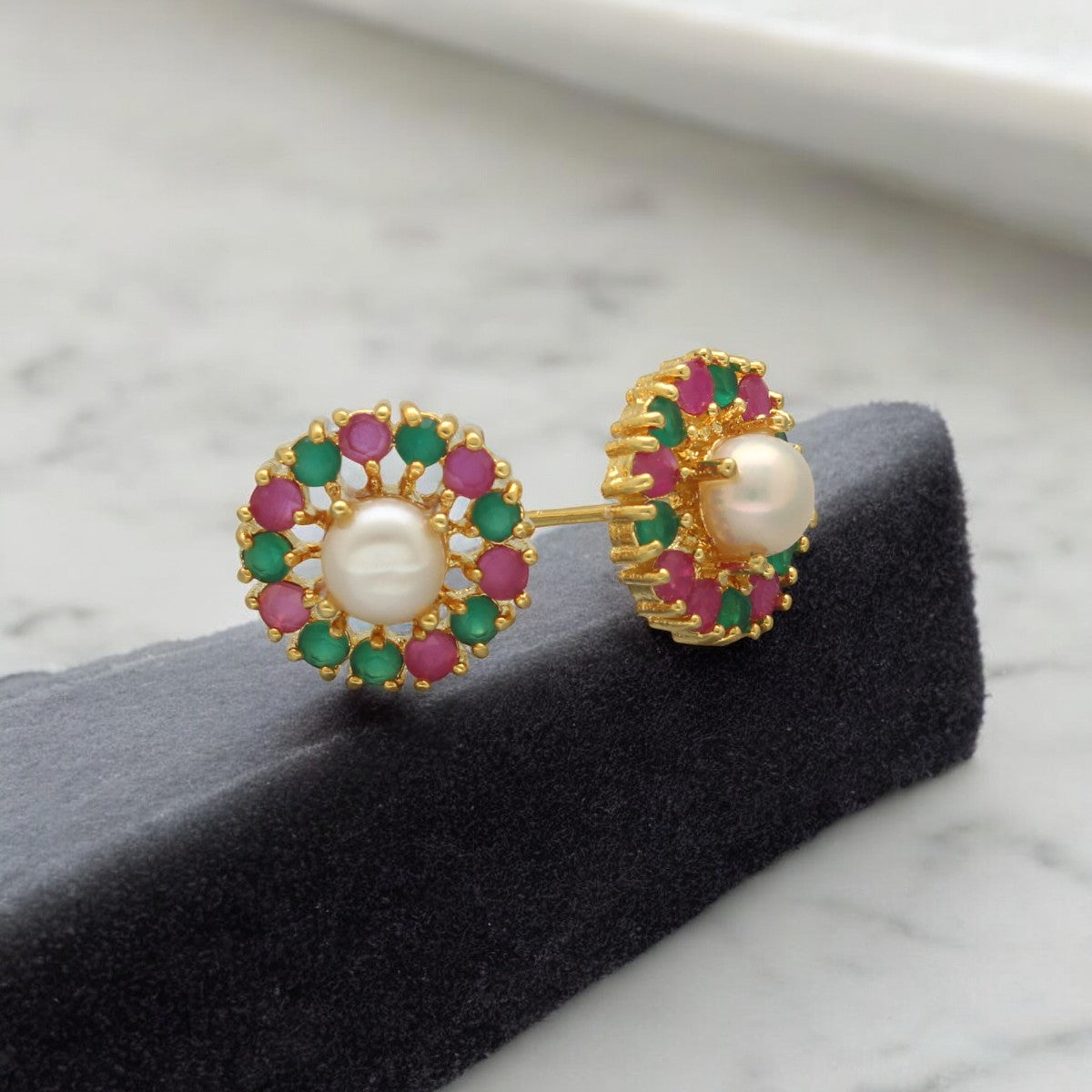 J Pearls Rhea Pearl Earrings Pack 5 - Swadesiicart