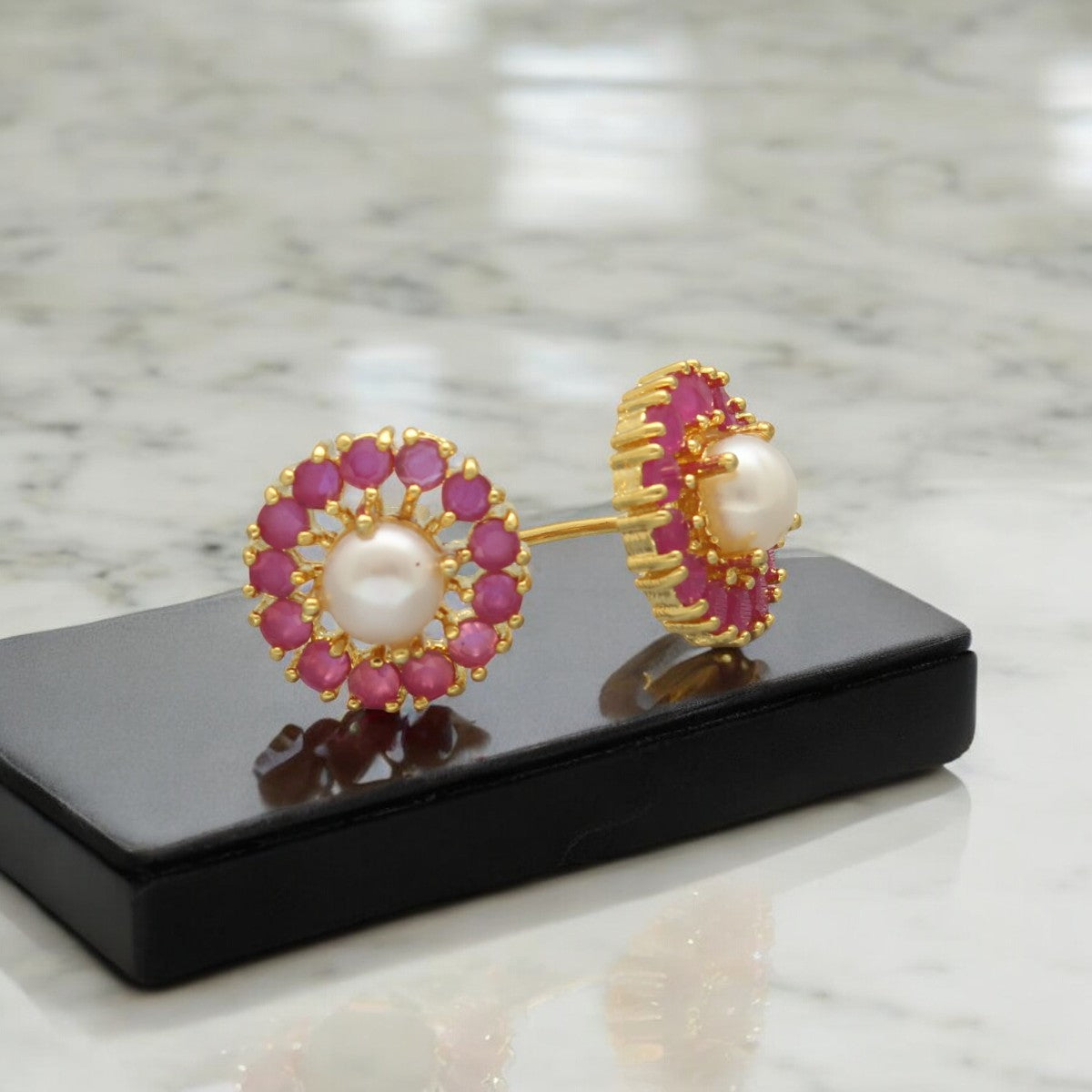 J Pearls Rhea Pearl Earrings Pack 5 - Swadesiicart